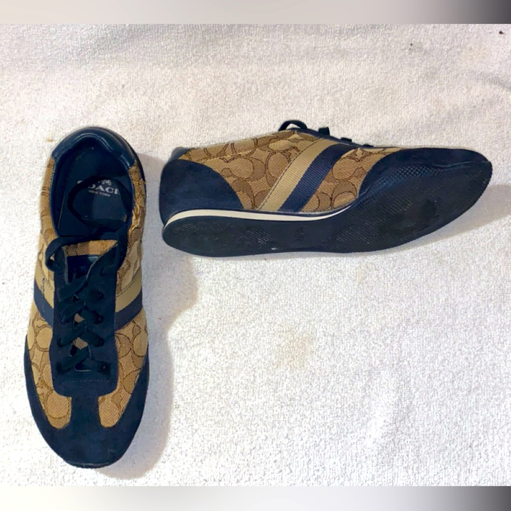 Navy Blue & Light brown coach low top shoes